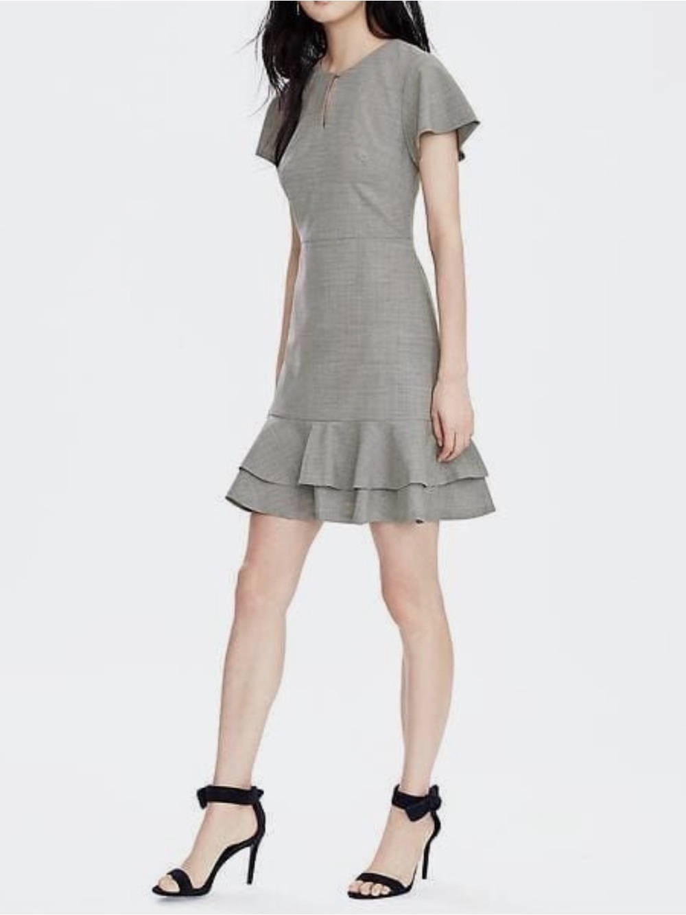Banana Republic Heather Gray Flounce dress